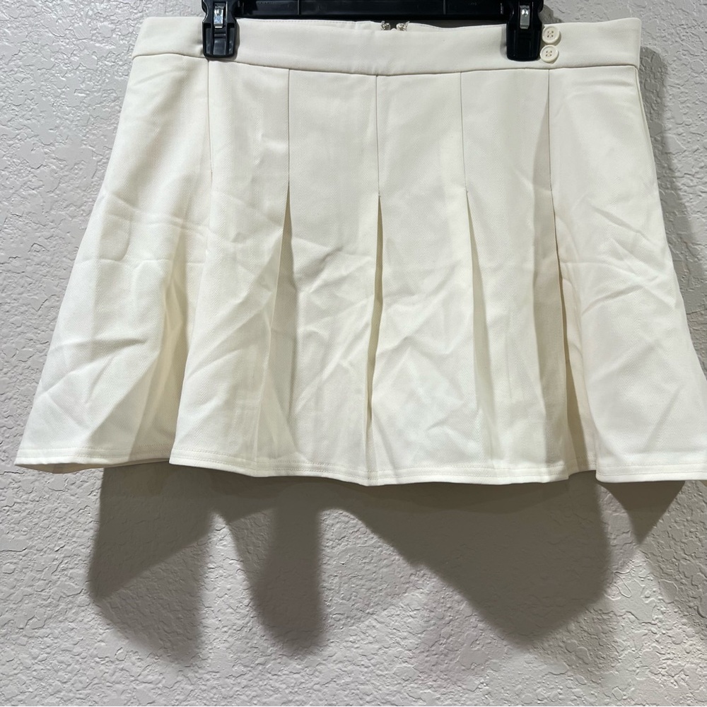 Danielle Bernstein Tennis Skort Stretch Herringbone Twill Vanilla Size 16 - Picture 10 of 10